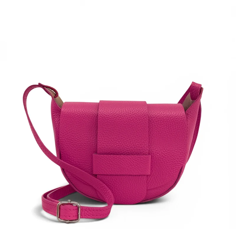 Mini sac besace en cuir grainé LOLLY Rose fuchsia