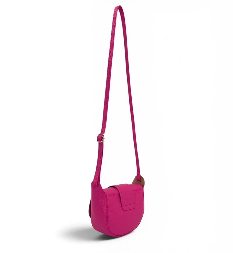 Mini sac besace en cuir grainé LOLLY Rose fuchsia