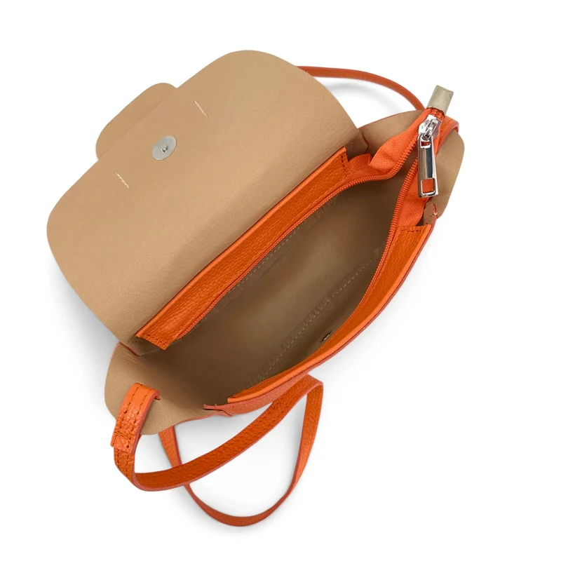 Mini sac besace en cuir grainé LOLLY Orange