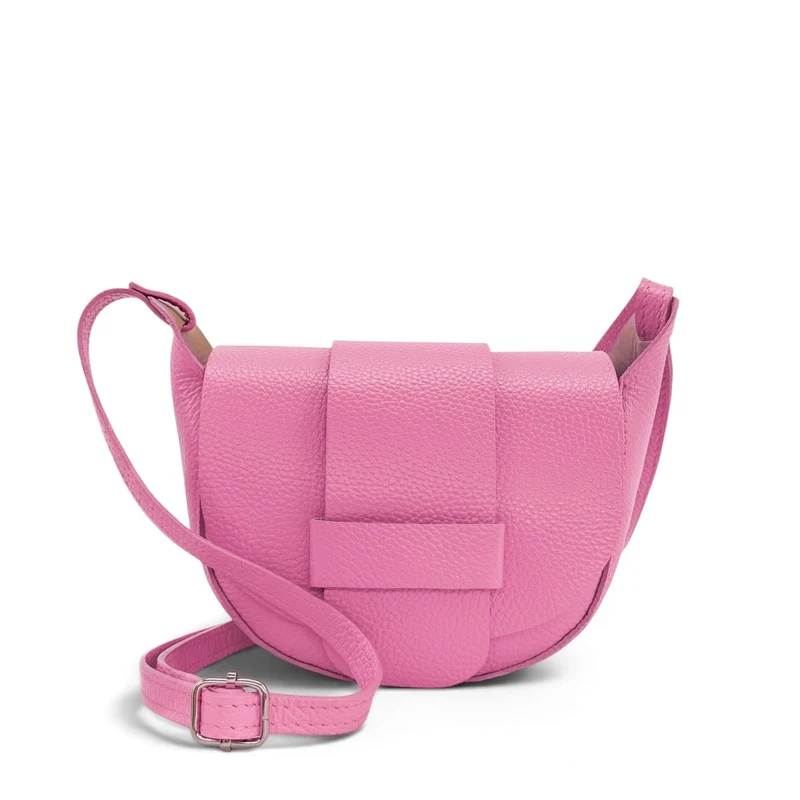 Mini sac besace en cuir grainé LOLLY Rose bubble gum