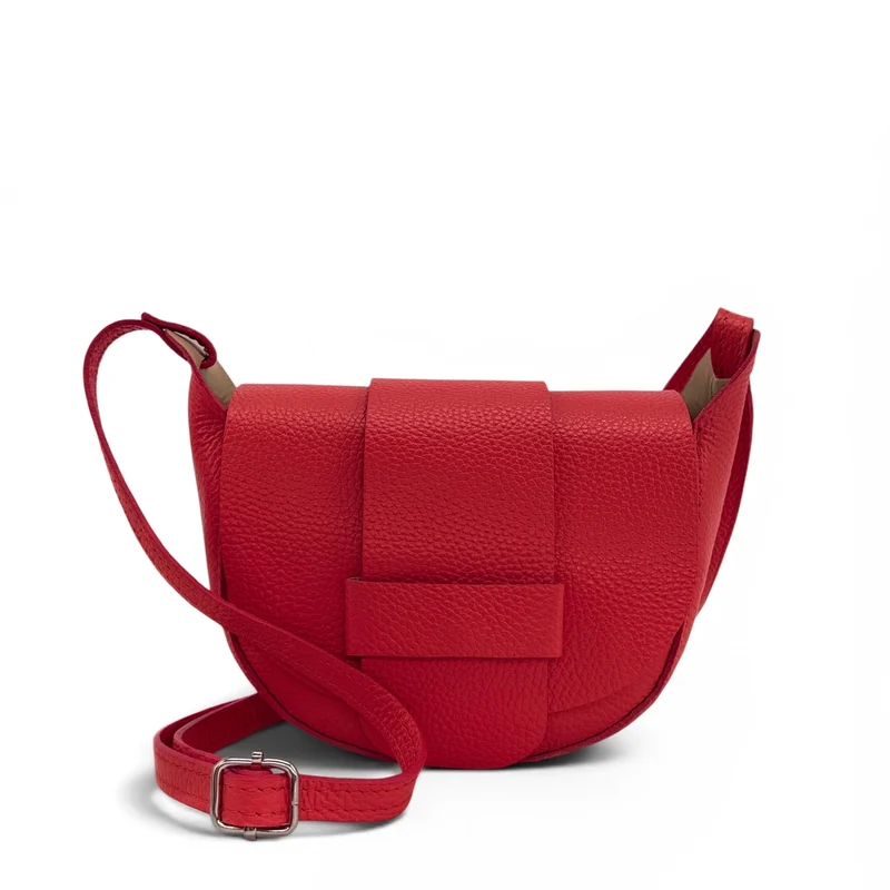 Mini sac besace en cuir grainé LOLLY Rouge garance