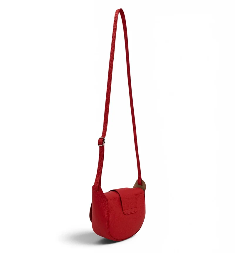 Mini sac besace en cuir grainé LOLLY Rouge garance