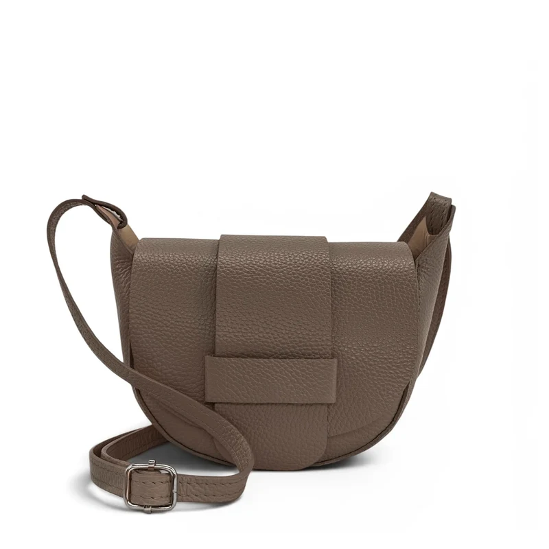 Mini sac besace en cuir grainé LOLLY Taupe foncé
