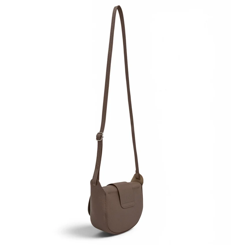Mini sac besace en cuir grainé LOLLY Taupe foncé
