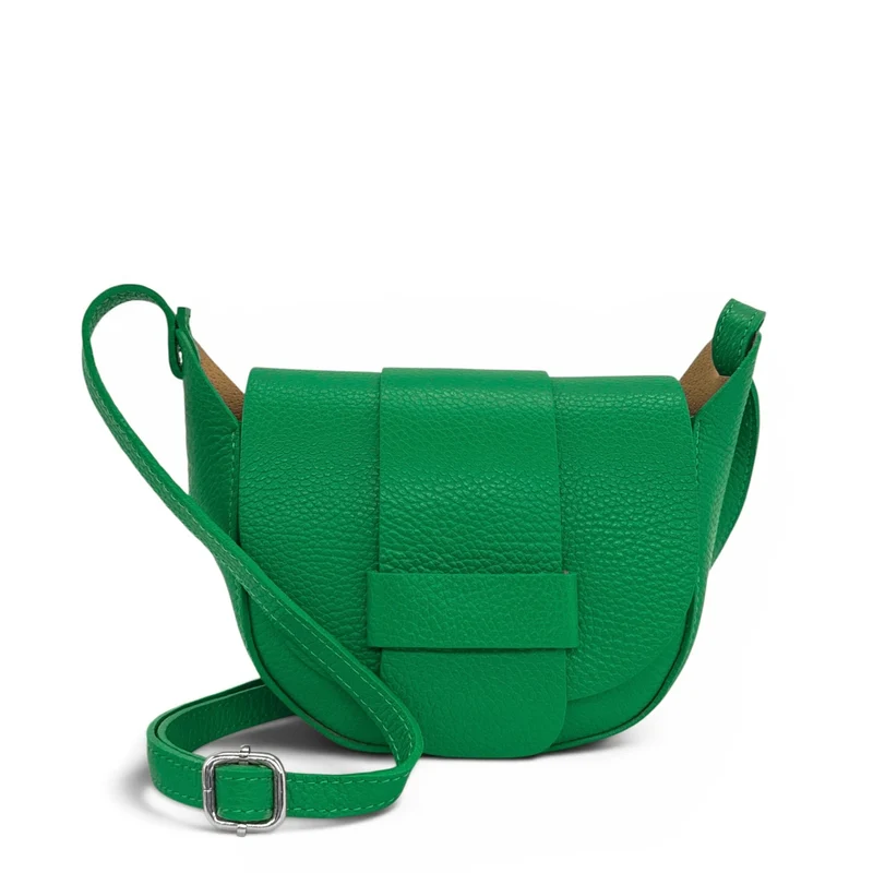 Mini sac besace en cuir grainé LOLLY Vert anglais