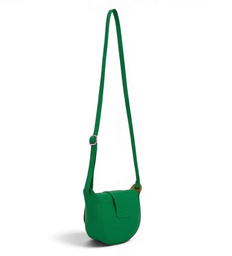 Mini sac besace en cuir grainé LOLLY Vert anglais