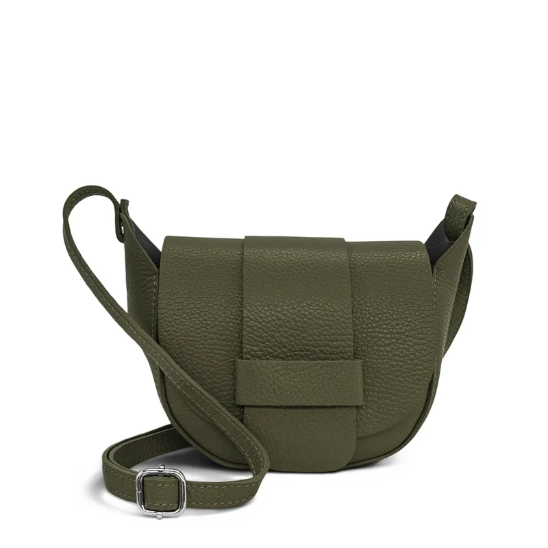 Mini sac besace en cuir grainé LOLLY Vert kaki