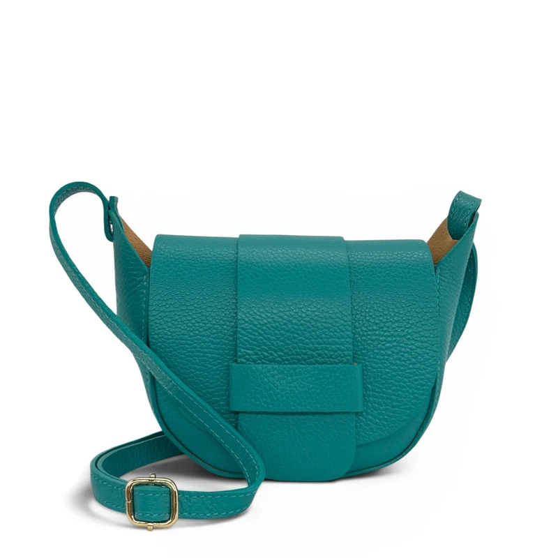 Mini sac besace en cuir grainé LOLLY Bleu des mers du sud