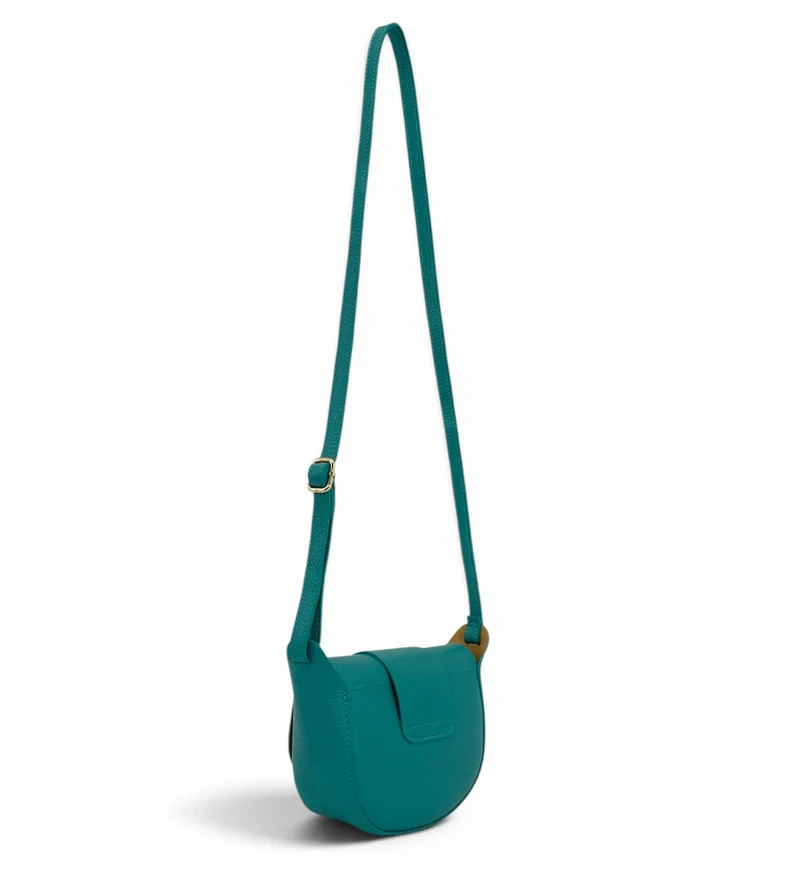 Mini sac besace en cuir grainé LOLLY Bleu des mers du sud