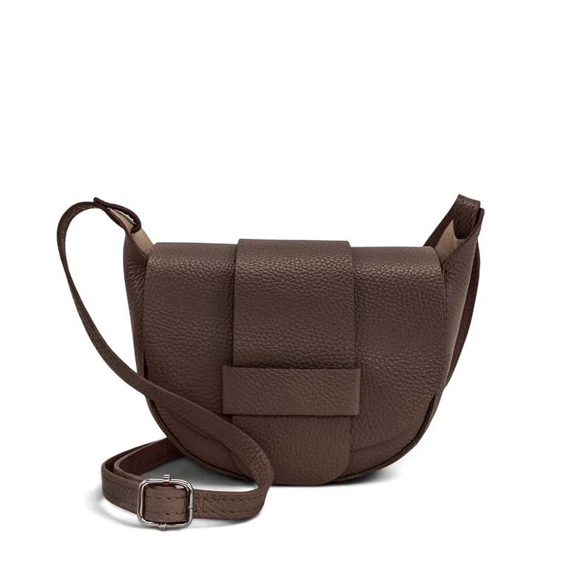 Mini sac besace en cuir grainé LOLLY Marron chocolat