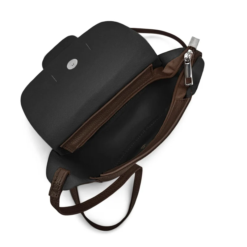 Mini sac besace en cuir grainé LOLLY Marron chocolat