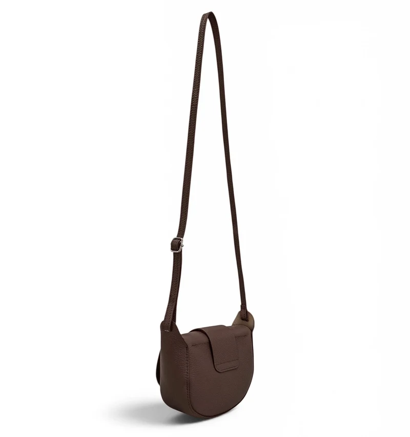Mini sac besace en cuir grainé LOLLY Marron chocolat