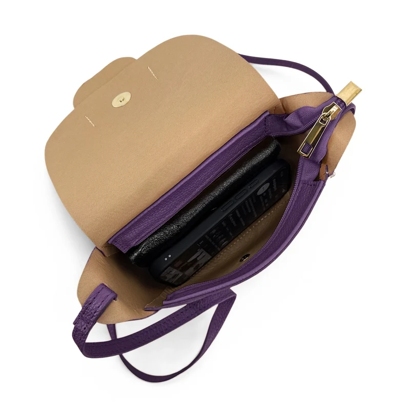 Mini sac besace en cuir grainé LOLLY Violet