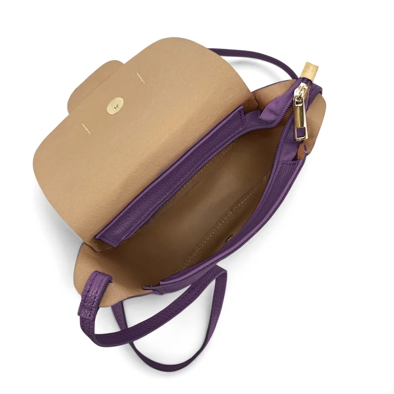 Mini sac besace en cuir grainé LOLLY Violet