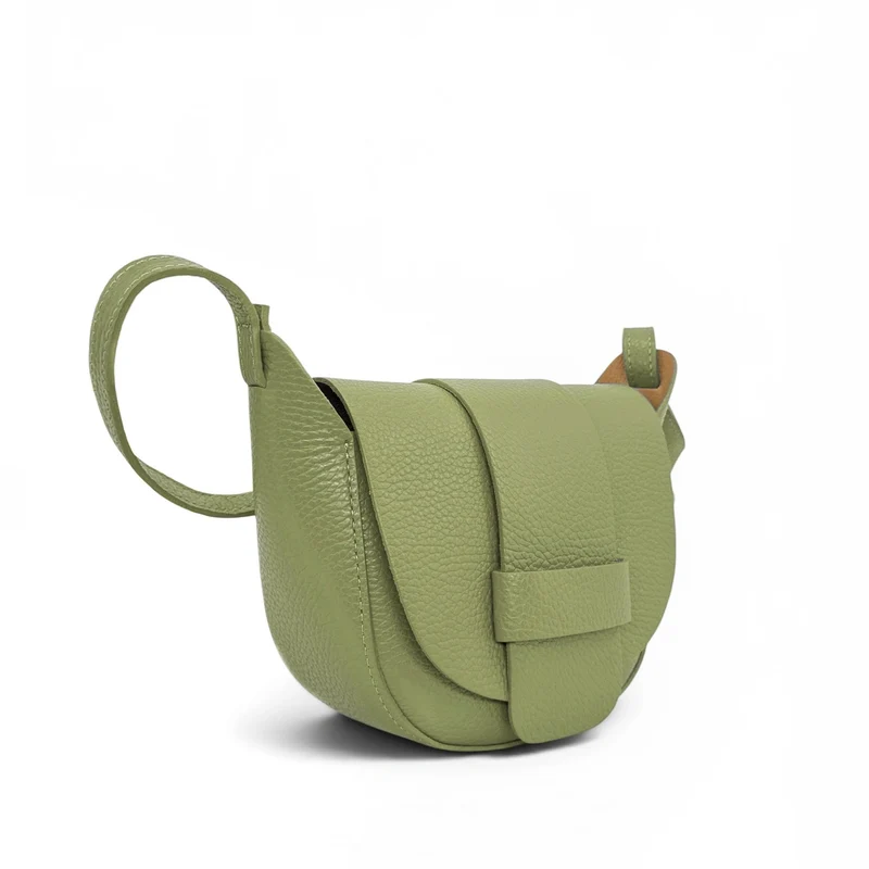 Mini sac besace en cuir grainé LOLLY Vert matcha latte