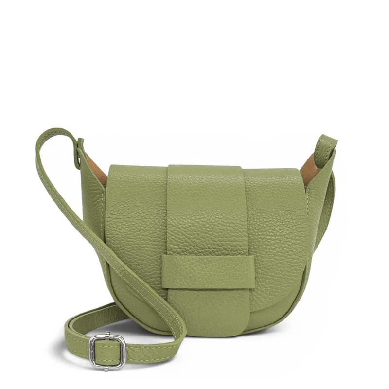 Mini sac besace en cuir grainé LOLLY Vert matcha latte