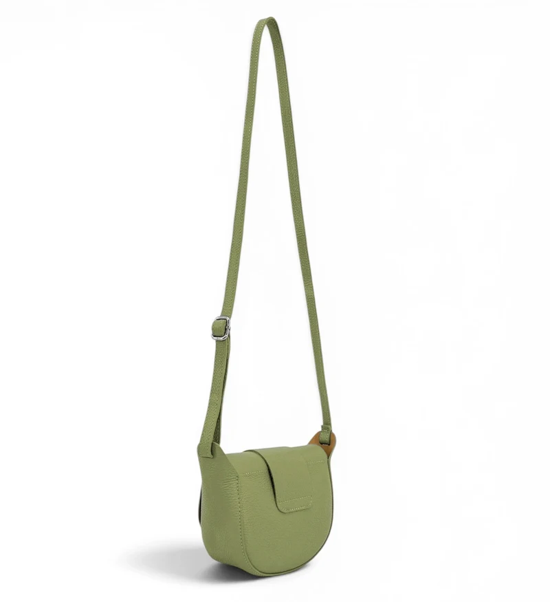 Mini sac besace en cuir grainé LOLLY Vert matcha latte