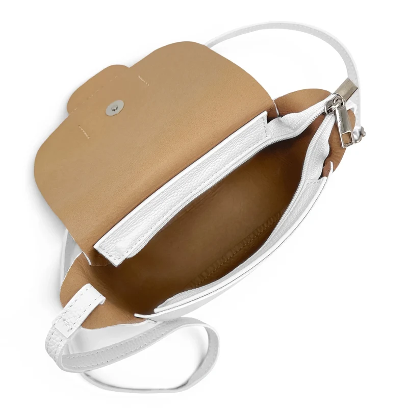 Mini sac besace en cuir grainé LOLLY Blanc