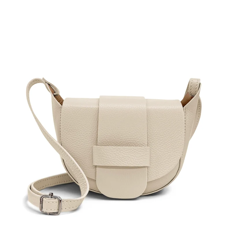 Mini sac besace en cuir grainé LOLLY Beige crème