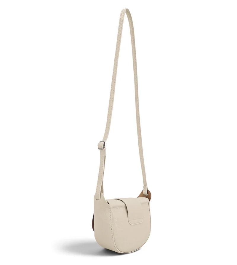Mini sac besace en cuir grainé LOLLY Beige crème