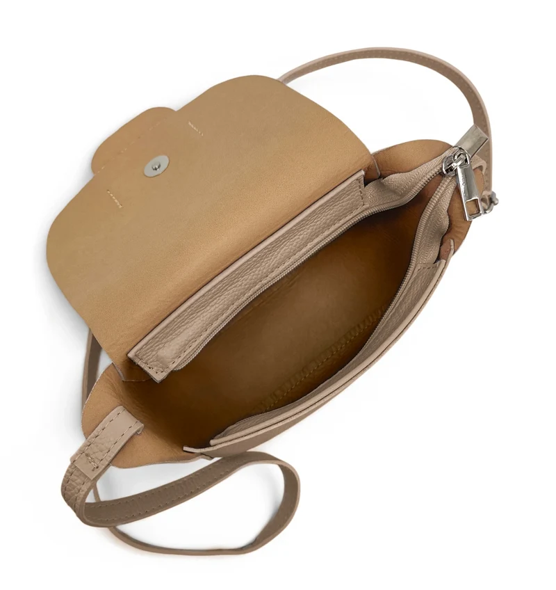 Mini sac besace en cuir grainé LOLLY Taupe
