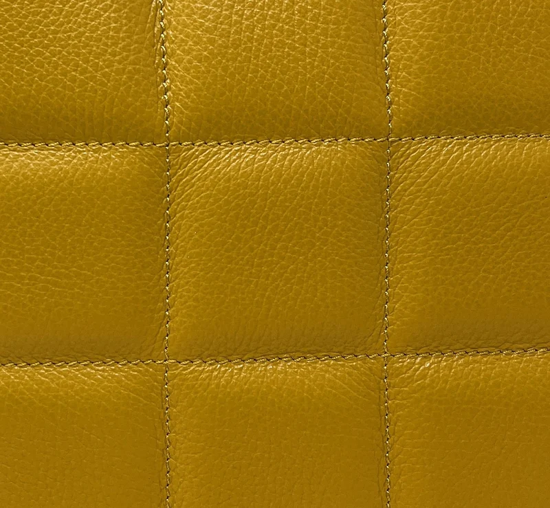 Sac à main tote book en cuir grainé matelassé RIVE GAUCHE Jaune Moutarde