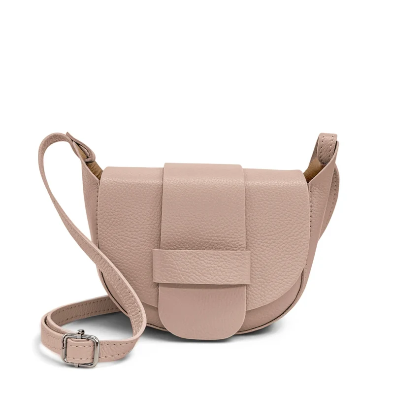 Mini sac besace en cuir grainé LOLLY Rose nude