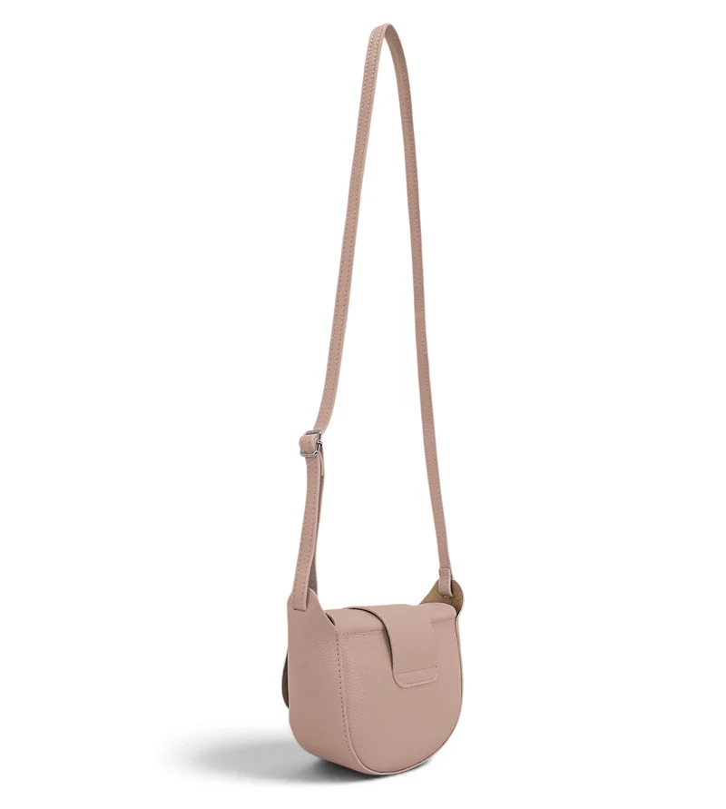 Mini sac besace en cuir grainé LOLLY Rose nude