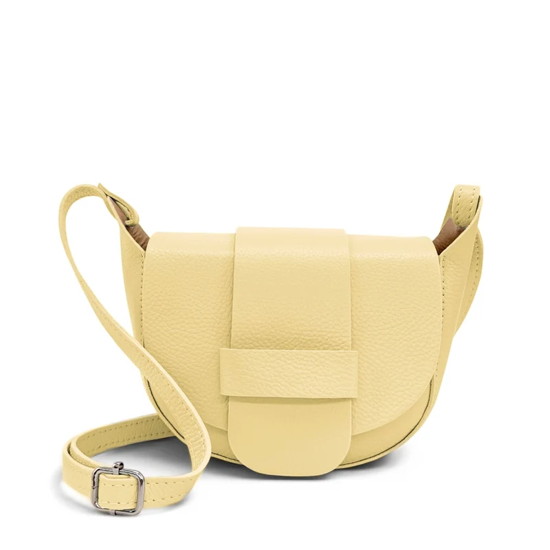 Mini sac besace en cuir grainé LOLLY Jaune pastel