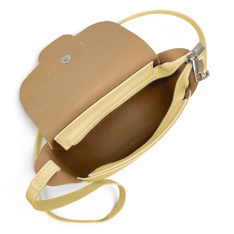 Mini sac besace en cuir grainé LOLLY Jaune pastel