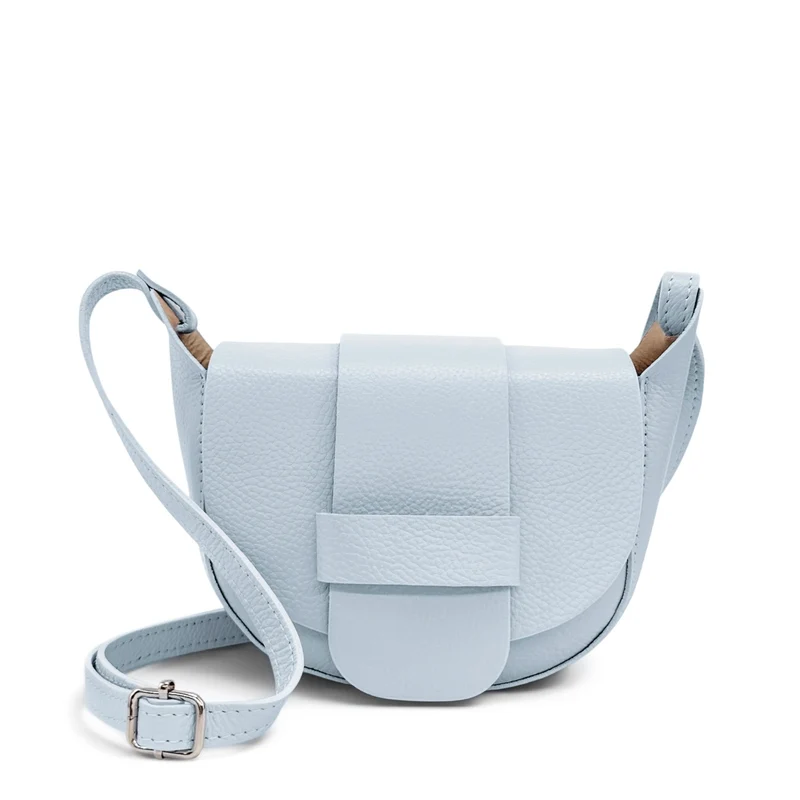 Mini sac besace en cuir grainé LOLLY Bleu pastel