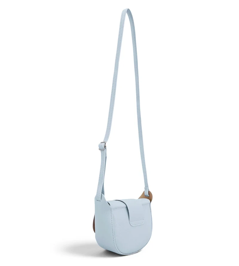 Mini sac besace en cuir grainé LOLLY Bleu pastel