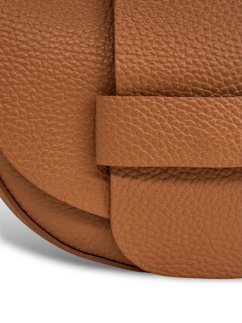 Mini sac besace en cuir grainé LOLLY Marron camel foncé