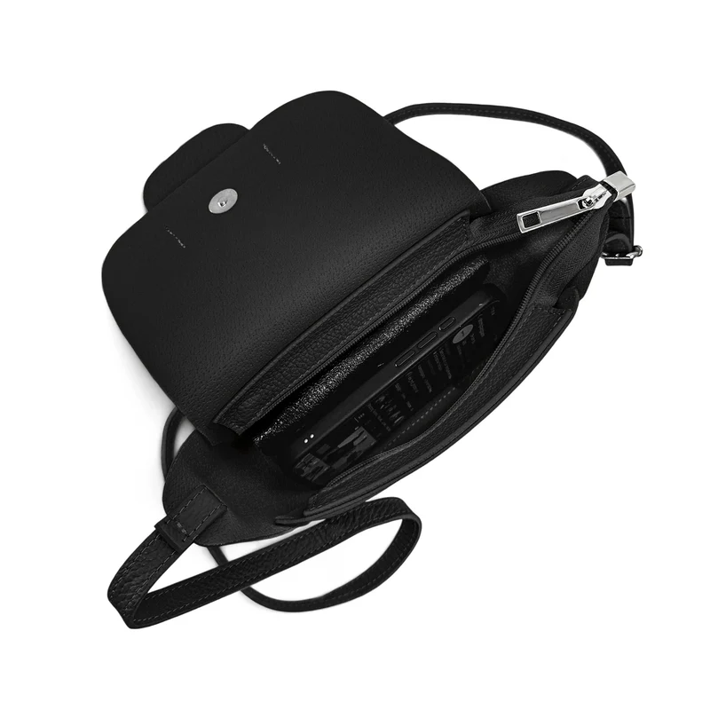 Mini sac besace en cuir grainé LOLLY Noir
