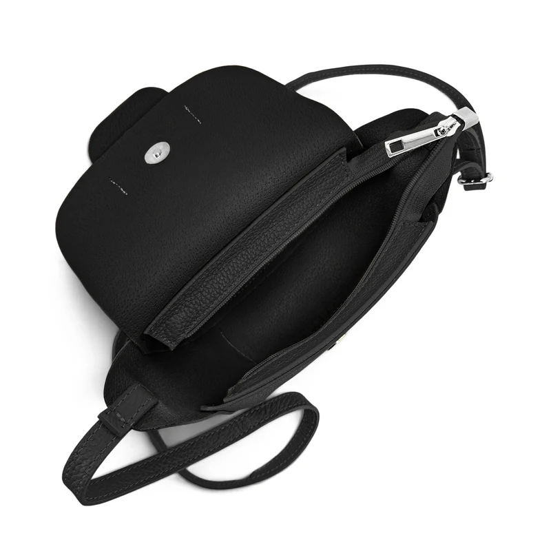 Mini sac besace en cuir grainé LOLLY Noir
