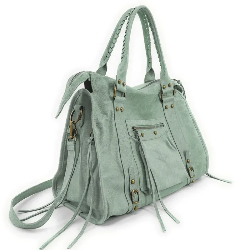 Sac à main en cuir brossé SANDSTORM E.L. SIROCCO Vert pastel