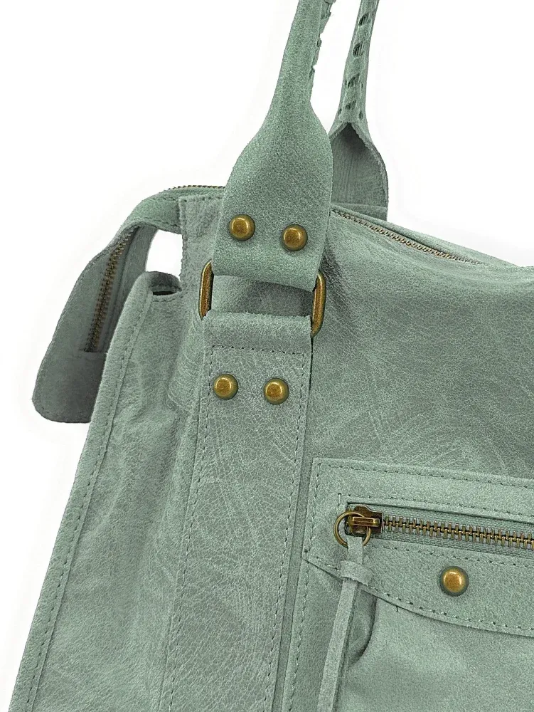 Sac à main en cuir brossé SANDSTORM E.L. SIROCCO Vert pastel