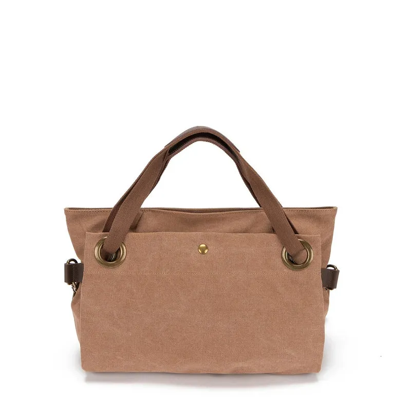 Sac porté épaule en cuir et toile TOBAGO M Marron camel foncé
