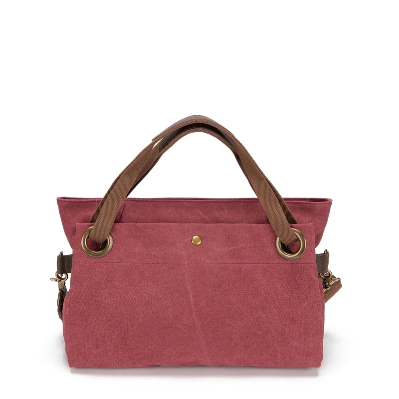 Sac porté épaule en cuir et toile TOBAGO M Rouge bordeaux