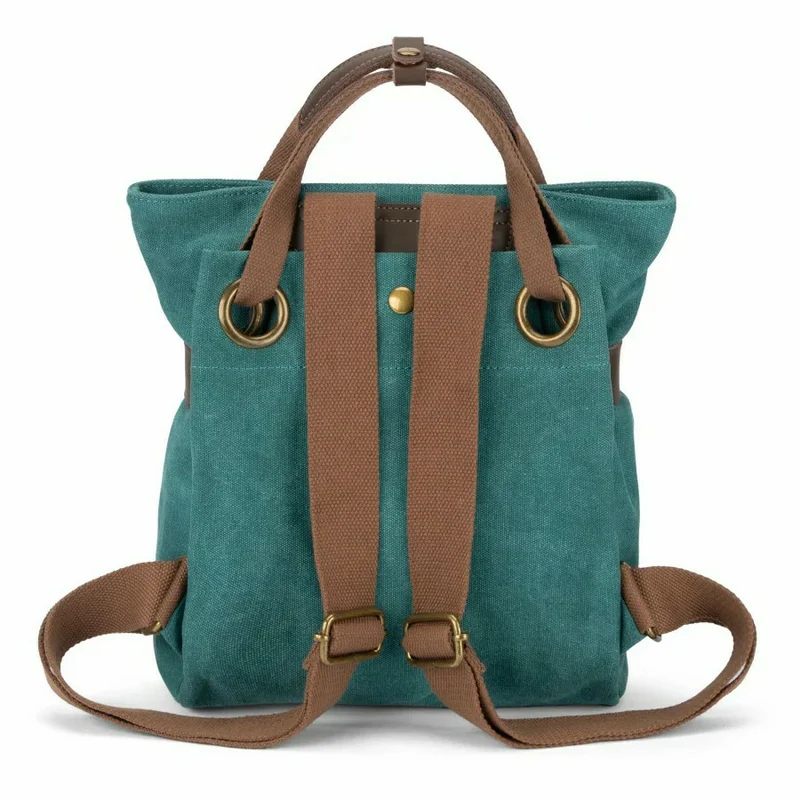 Sac à dos en toile et cuir TRINITE S Vert canard