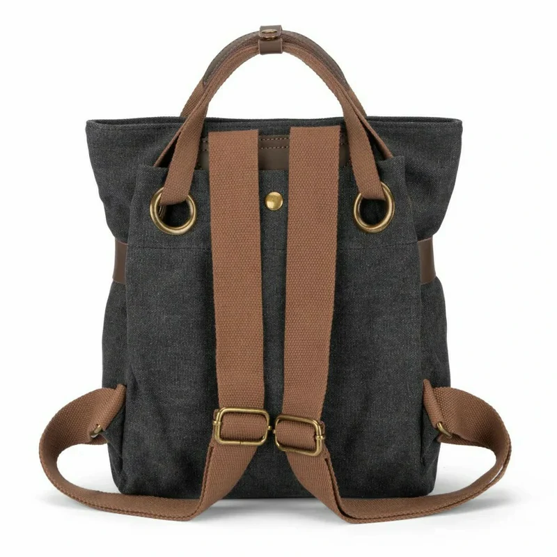Sac à dos en toile et cuir TRINITE S Noir