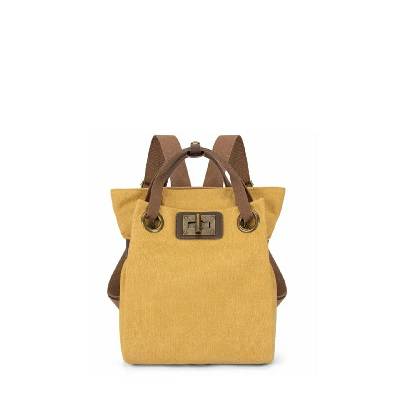Sac à dos en toile et cuir TRINITE S Jaune