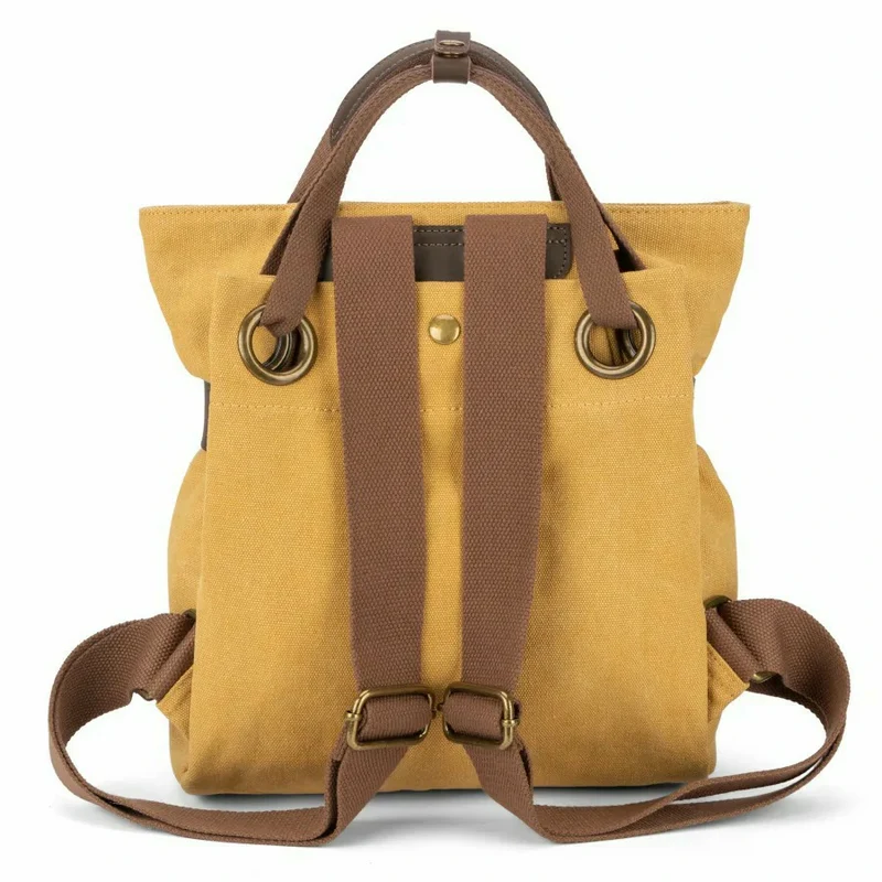 Sac à dos en toile et cuir TRINITE S Jaune