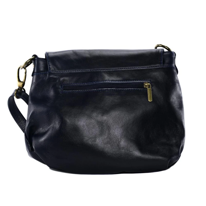 Sac bandoulière en cuir lisse 72 HEURES Bleu marine