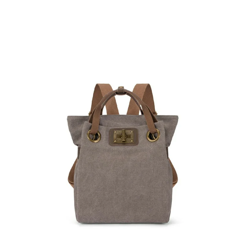 Sac à dos en toile et cuir TRINITE S Gris taupé