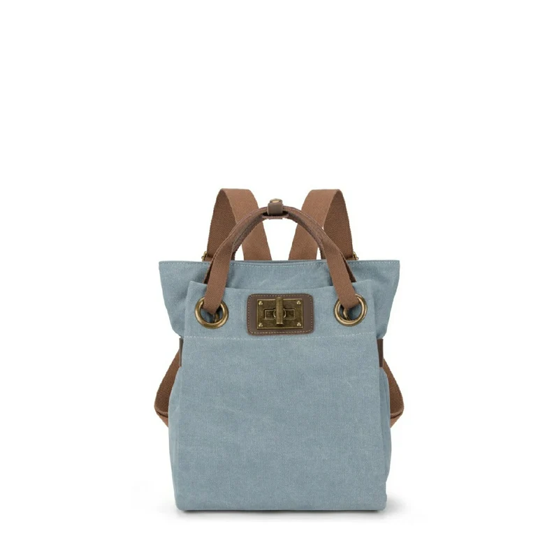 Sac à dos en toile et cuir TRINITE S Bleu gris