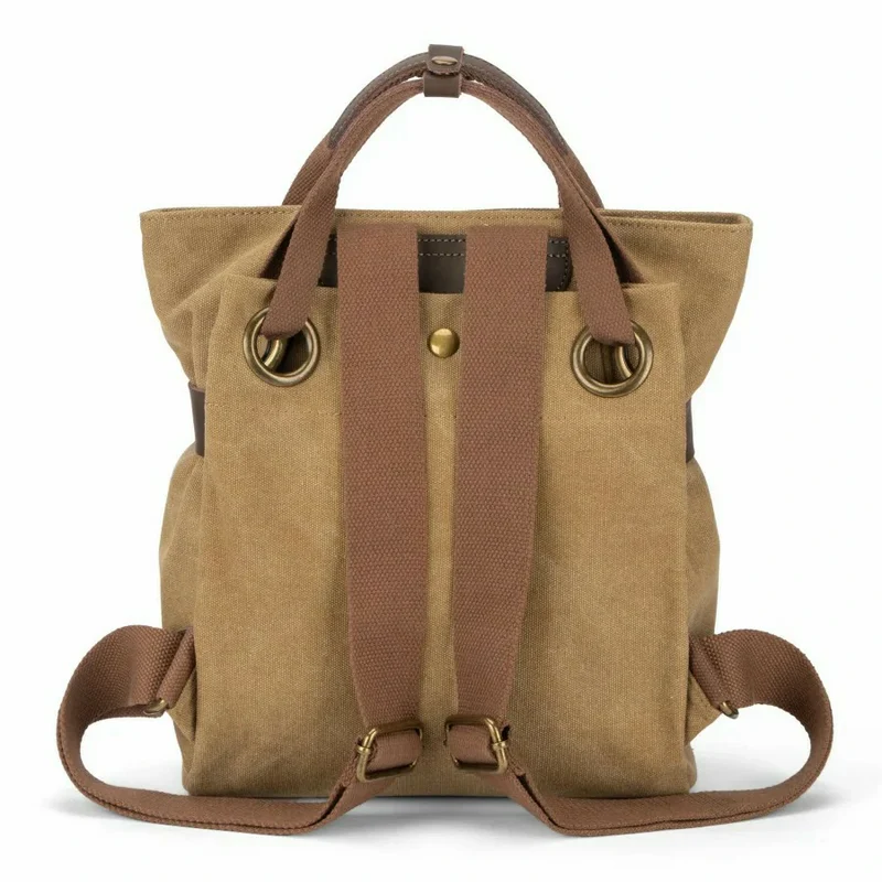 Sac à dos en toile et cuir TRINITE S Beige foncé