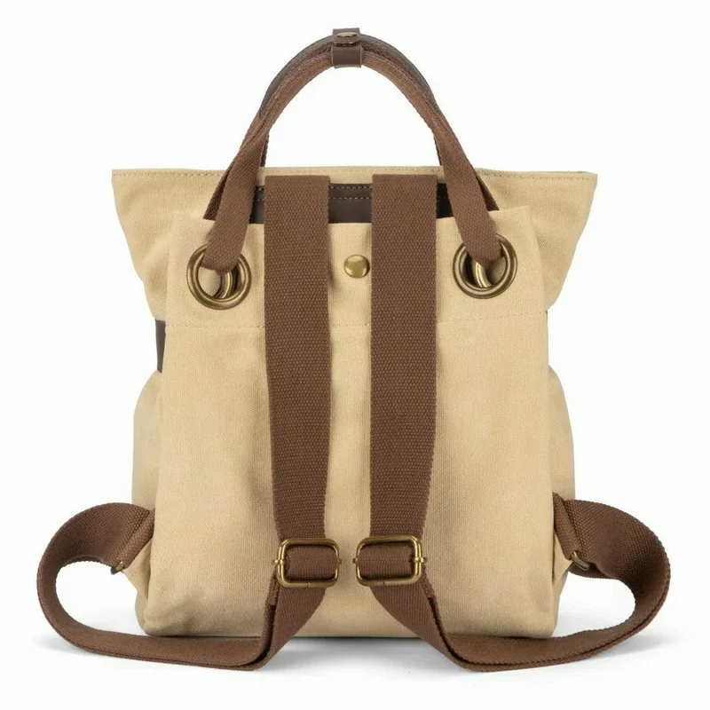 Sac à dos en toile et cuir TRINITE S Beige
