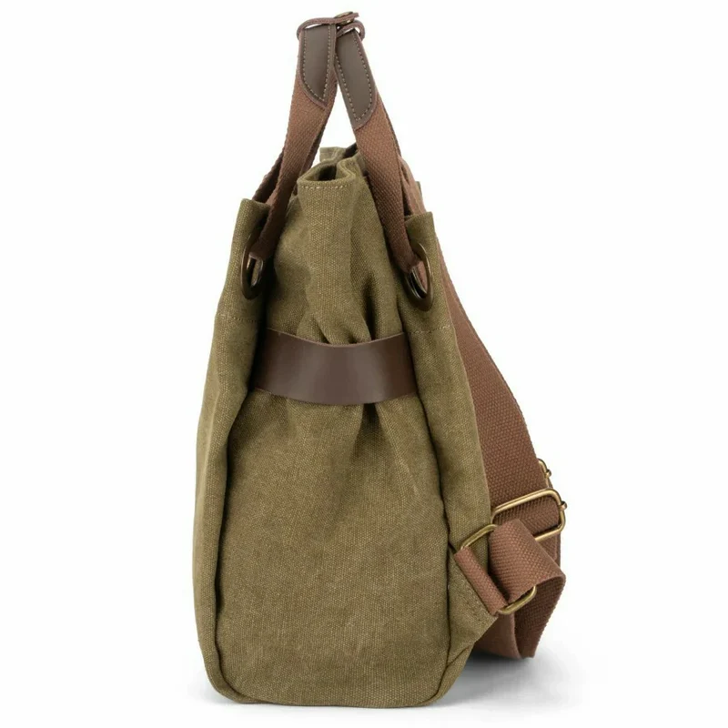 Sac à dos en toile et cuir TRINITE S Vert olive