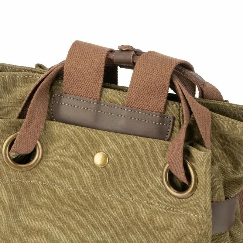 Sac à dos en toile et cuir TRINITE S Vert olive